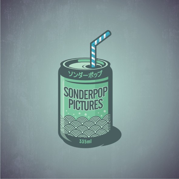 Soda design with the title 'Create a japanese soda can inspired final logo based on existing concept for video production agency'