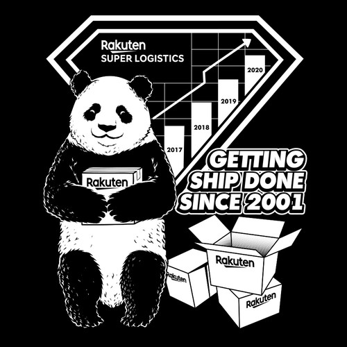 Shipping design with the title 'Panda with package box'