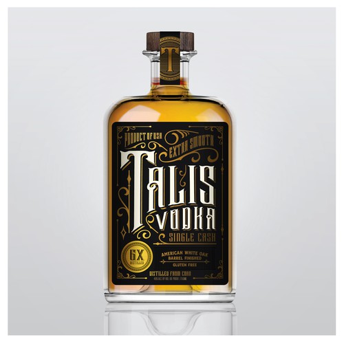 Branding label with the title 'Talis Vodka'