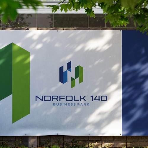 Skyscraper design with the title 'Unused Bold Geometric Logo Design for Business Park.'