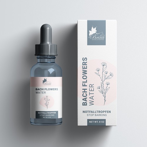 Water packaging with the title 'Bach Flowers Water'