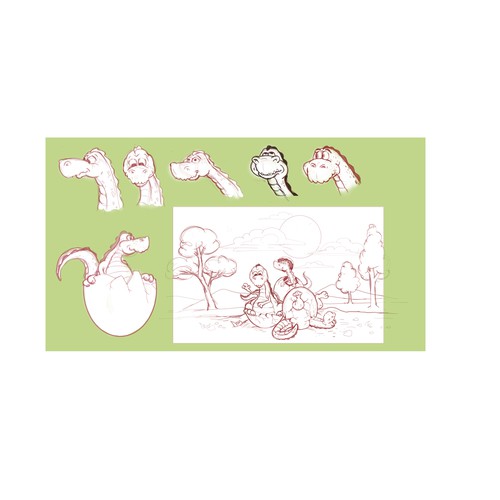 Animal character artwork with the title 'dino sketch'