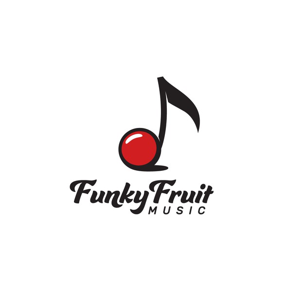 Music note design with the title 'Funky Fruit Music'