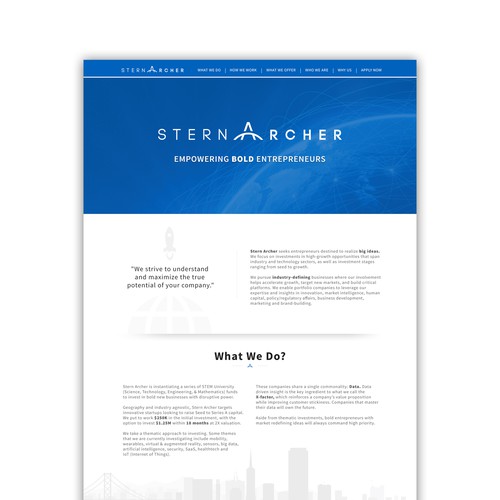 Finance website with the title 'Website design for Venture Capital Firm'