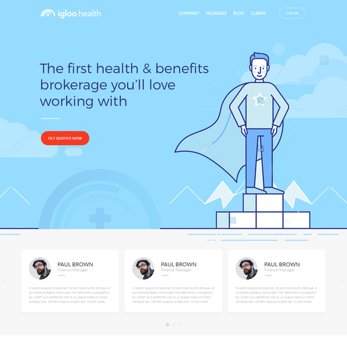 Pricing design with the title 'Innovative company website for Igloo Health'