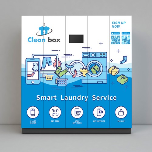 Colorful artwork with the title 'Laundry Service Illustration Design '