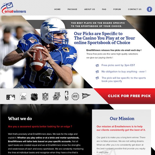 Contrast design with the title 'Landing page redesign for "Email Winners"'