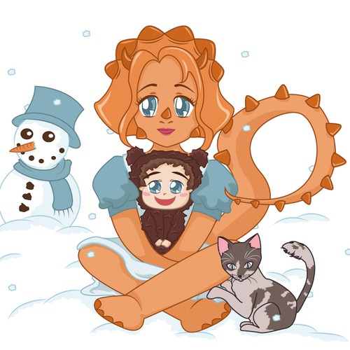 Character artwork with the title 'Dino mom'