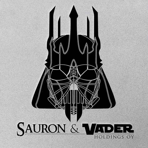 Star Wars design with the title 'Hybrid logo between Darth Vader and Sauron'