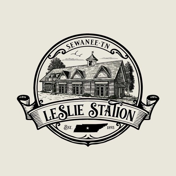 Retro logo with the title 'Leslie Station'