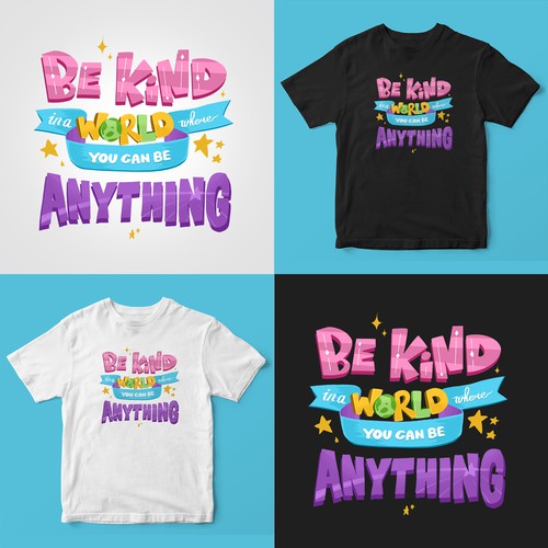 Typography artwork with the title 'Be Kind T-shirt Design'