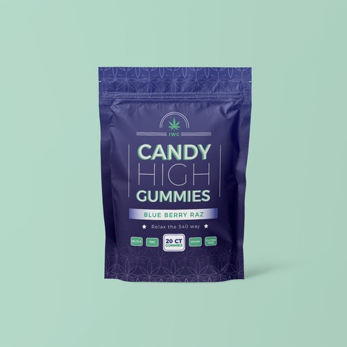 Gummy packaging with the title 'Minimalist bag design for cbd gummies.'