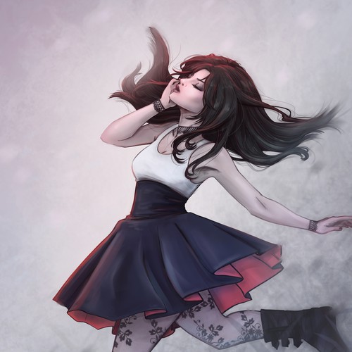 Gothic design with the title 'Goth Girl dancing'