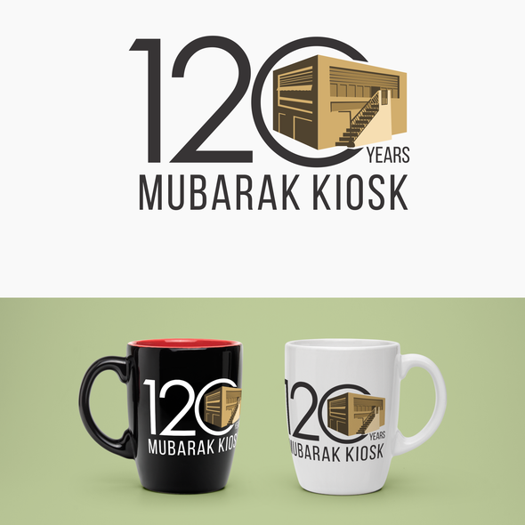 Kuwait logo with the title '120 year anniversary Mubarak Kiosk logo'