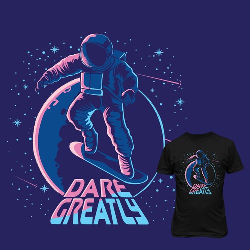 Astronaut t-shirt with the title 'Dare Greatly'
