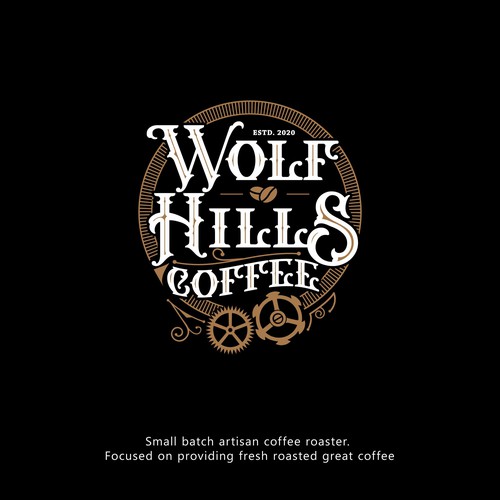 Decorative design with the title 'Wolf Hills Coffee'