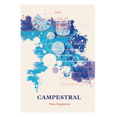 Blue label with the title 'Label design'