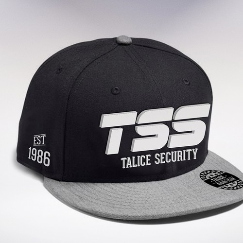 Cap design with the title 'SnapBack hat for Talice Security Sponsored Motor racing team'