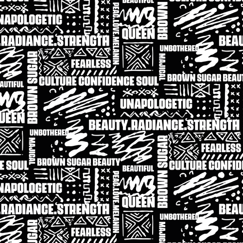 Text design with the title 'Bold black and white pattern'