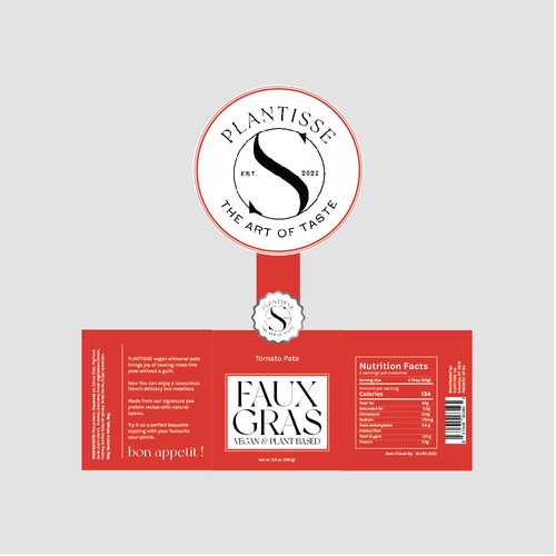 Vegan label with the title 'Vegan Tomato Pate packaging'