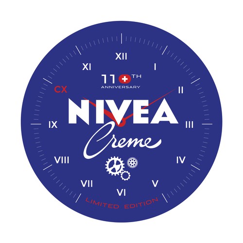 Packaging artwork with the title 'NIVEA Creme Swiss Anniversary Edition Packaging'