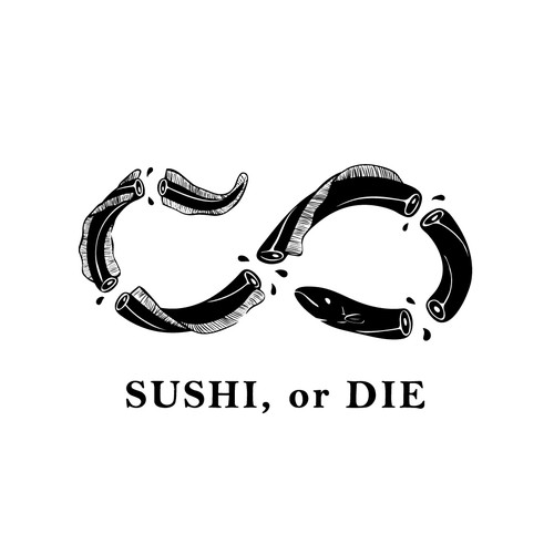Edgy t-shirt with the title 'Edgy tshirt design "SUSHI, or DIE"'