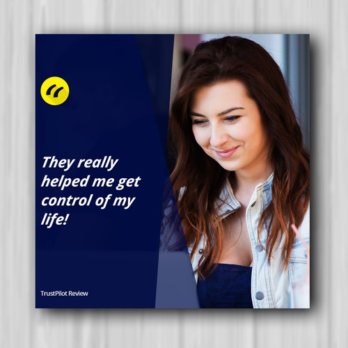 Review design with the title 'Design a new ad series for a top rated financial services company'