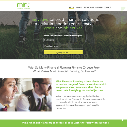 Yellow website with the title 'Financial'