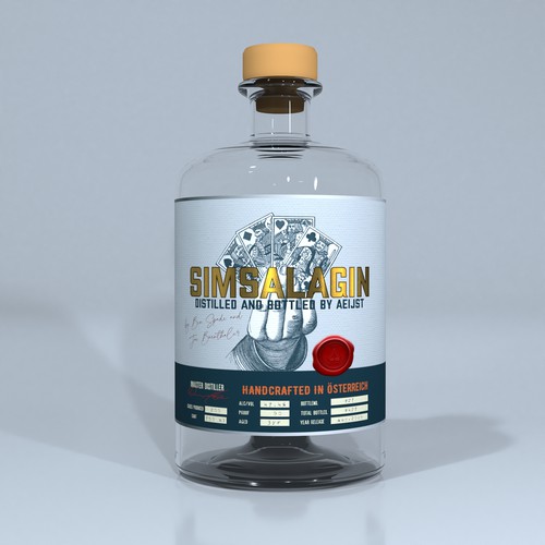 Gin label with the title 'label design'