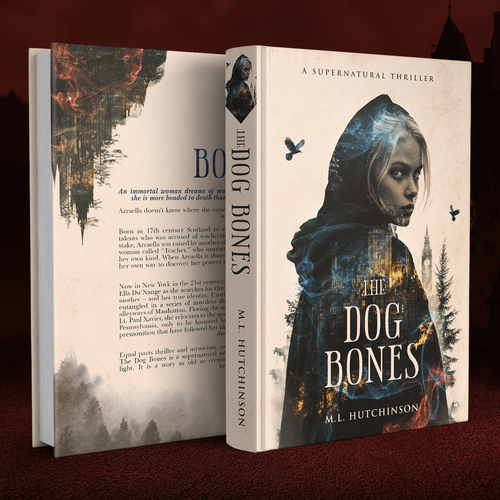 Thriller book cover with the title 'The Dog Bones'