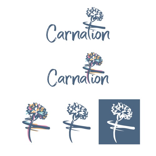 Brush illustration with the title 'Re-design of Carnation logo'