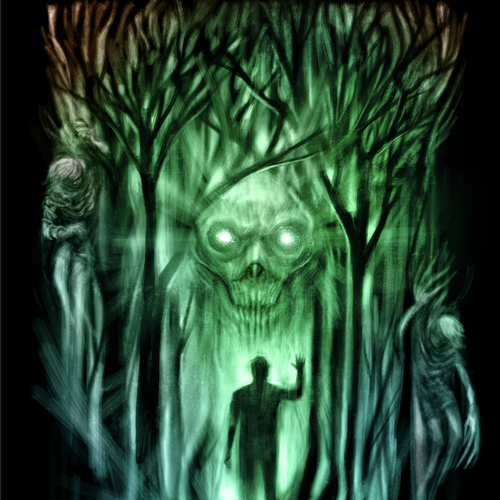 Hand-drawn book cover with the title 'Spooky Cover Art'