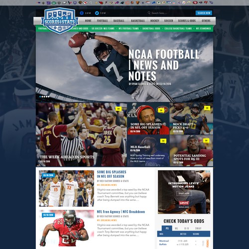 News design with the title 'Sports News and articles '