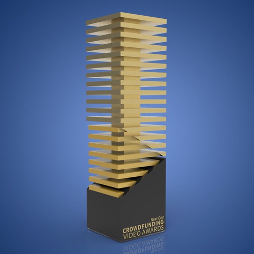 Trophy design with the title 'Next Gen Crowdfunding Video Awards Trophy'