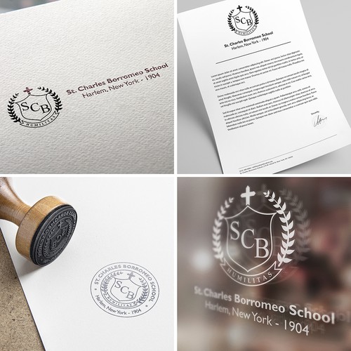Letterhead brand with the title 'Logo Concept for St. Charles Borromeo School (NYC)'