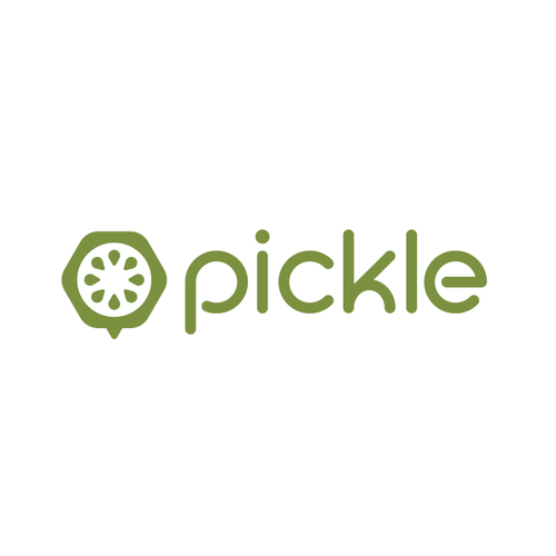 Pickle design with the title 'unique custom word mark + simple pickle logo'