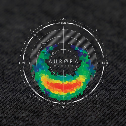 Northern lights design with the title 'T-shirt print for Aurora Hunter'