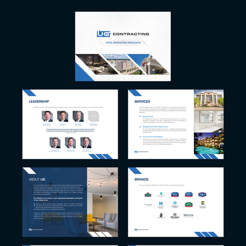 Hospitality design with the title 'UG Contracting Brochure Design'
