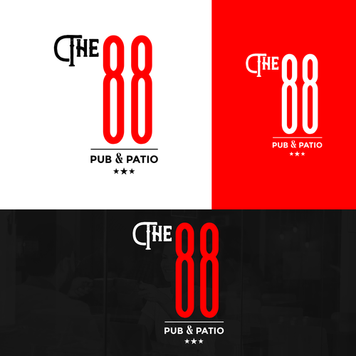 Black and red logo with the title 'Design A New Logo For A Renamed Established pub & patio location.'