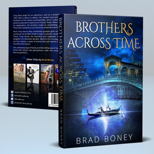 Time travel design with the title 'Cover for a time-travel adventure novel'