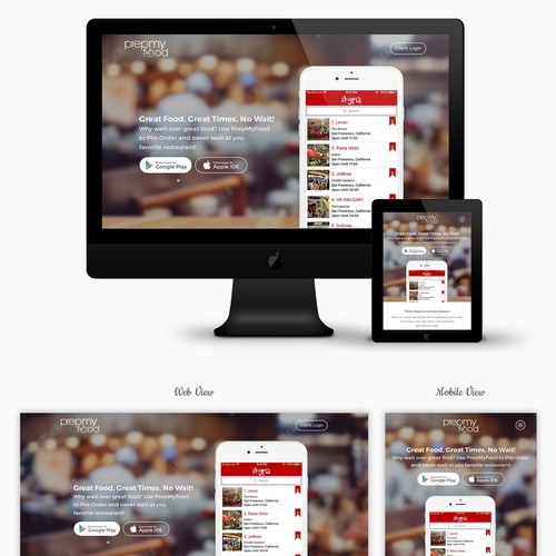 Neat design with the title 'Landing Page for PrepMyFood..'