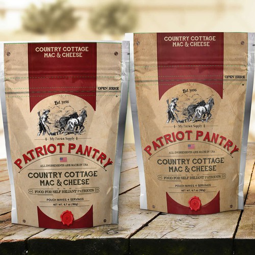 Retro packaging with the title 'Patriot Pantry design entry'