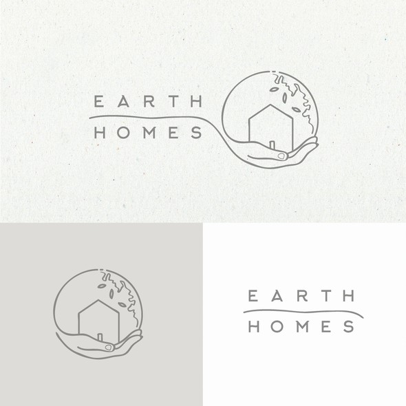 Green home logo with the title 'Earth Homes Logo design'