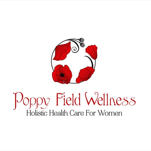 Medical logo with the title 'Create Beautiful Art Nouveau Poppies for Poppy Field Wellness'
