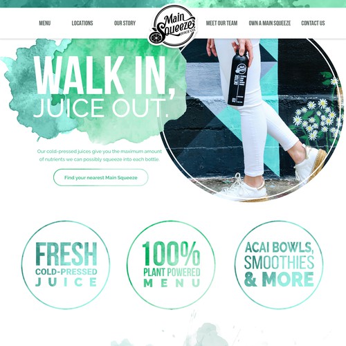 Juice bar design with the title 'Main Squeeze'