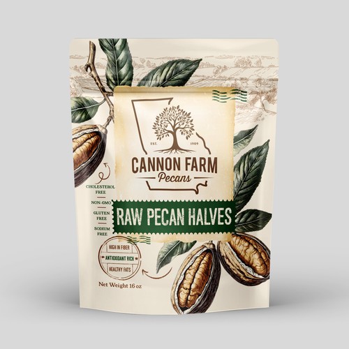 Kraft paper packaging with the title 'Nuts / Pouch / Packaging design'