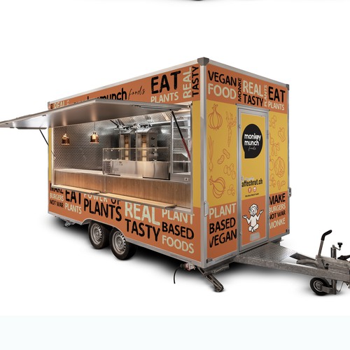 Trailer wrap design with the title 'monkey munch trailer'