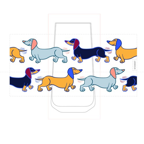 Glass artwork with the title 'Dachshunds, dachshunds, dachshunds!'