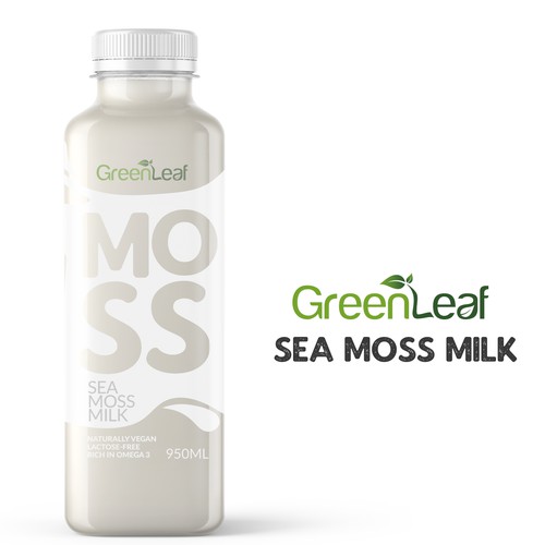 Milk design with the title 'Moss milk package design'