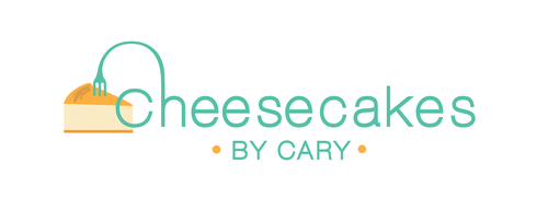 Cheesecake design with the title 'Cheesecake Logo Design in Teal'
